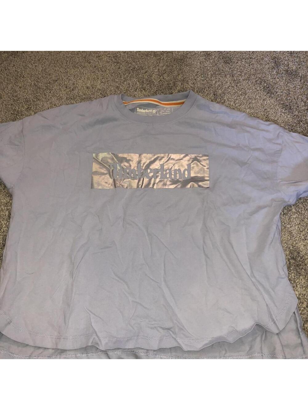 Timberland Women's Blue and Grey Tshirt